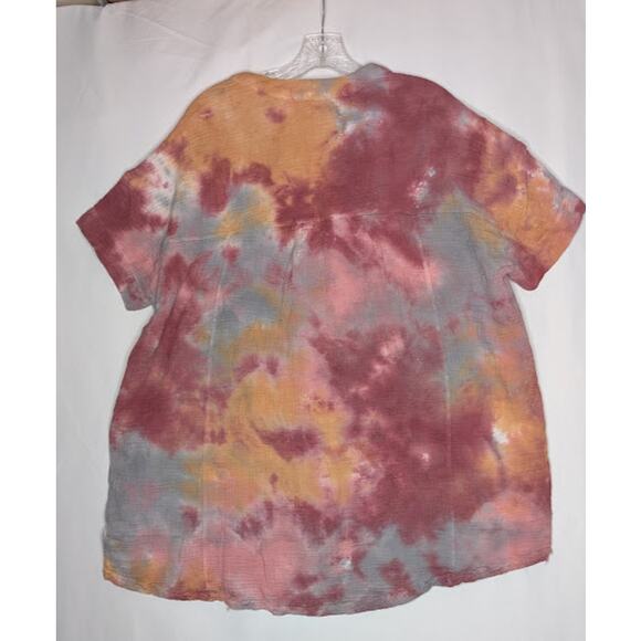 EASEL Womens Hippie BOHO 100% Cotton Tie Dye gauzy tunic Shirt size Large NWT - Picture 8 of 8
